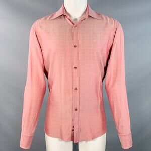 GUCCI by TOM FORD Vintage S Red Herringbone Cotton French Cuff Long Sleeve Shirt